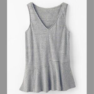 Garnet Hill organic linen asymmetric seam detail peplum top EUC